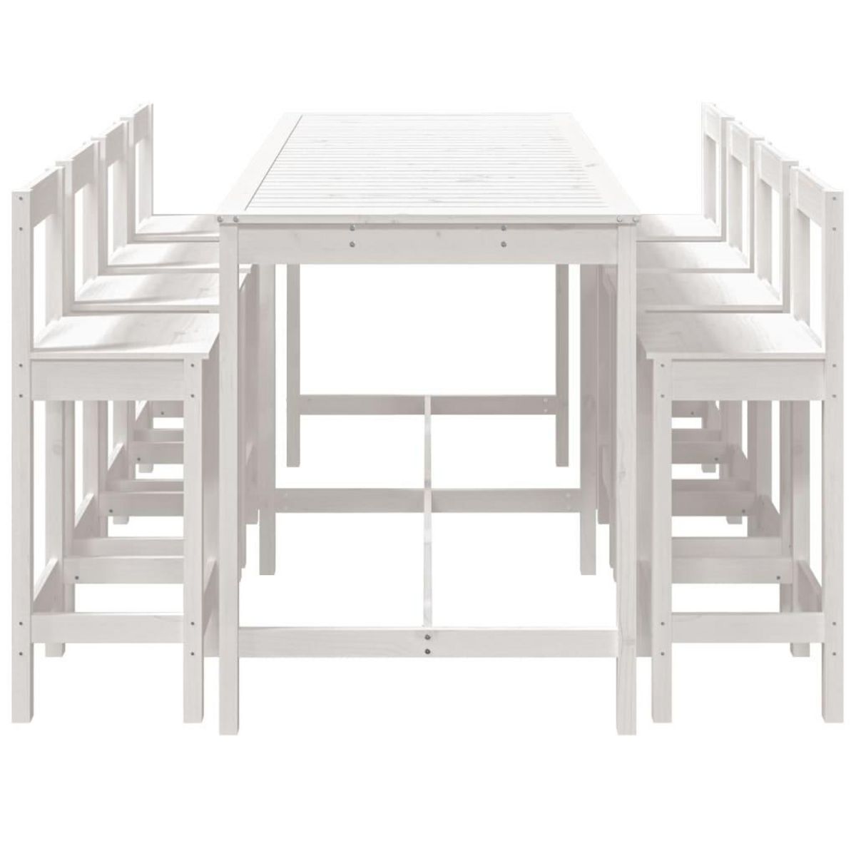 VIDAXL Ensemble de bar de jardin 9 pcs blanc bois de pin massif