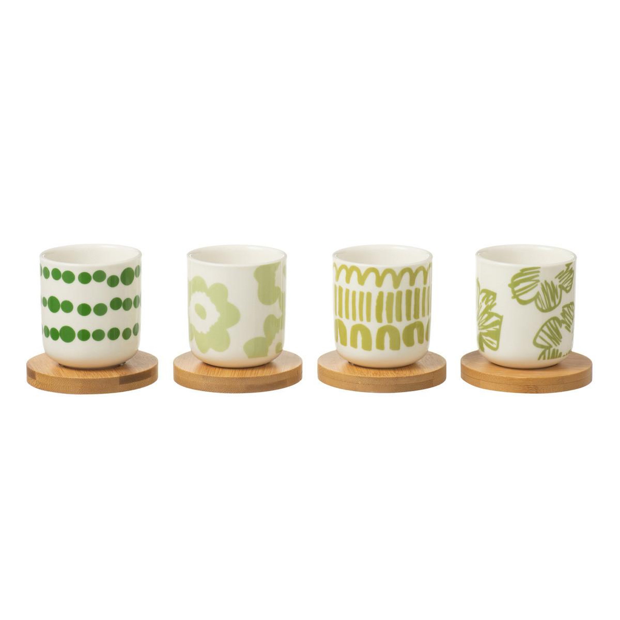 Voir la diapositive 2 : J-LINE Lot de 4 tasses à café & sous-tasses  fiesta sud  10cl vert