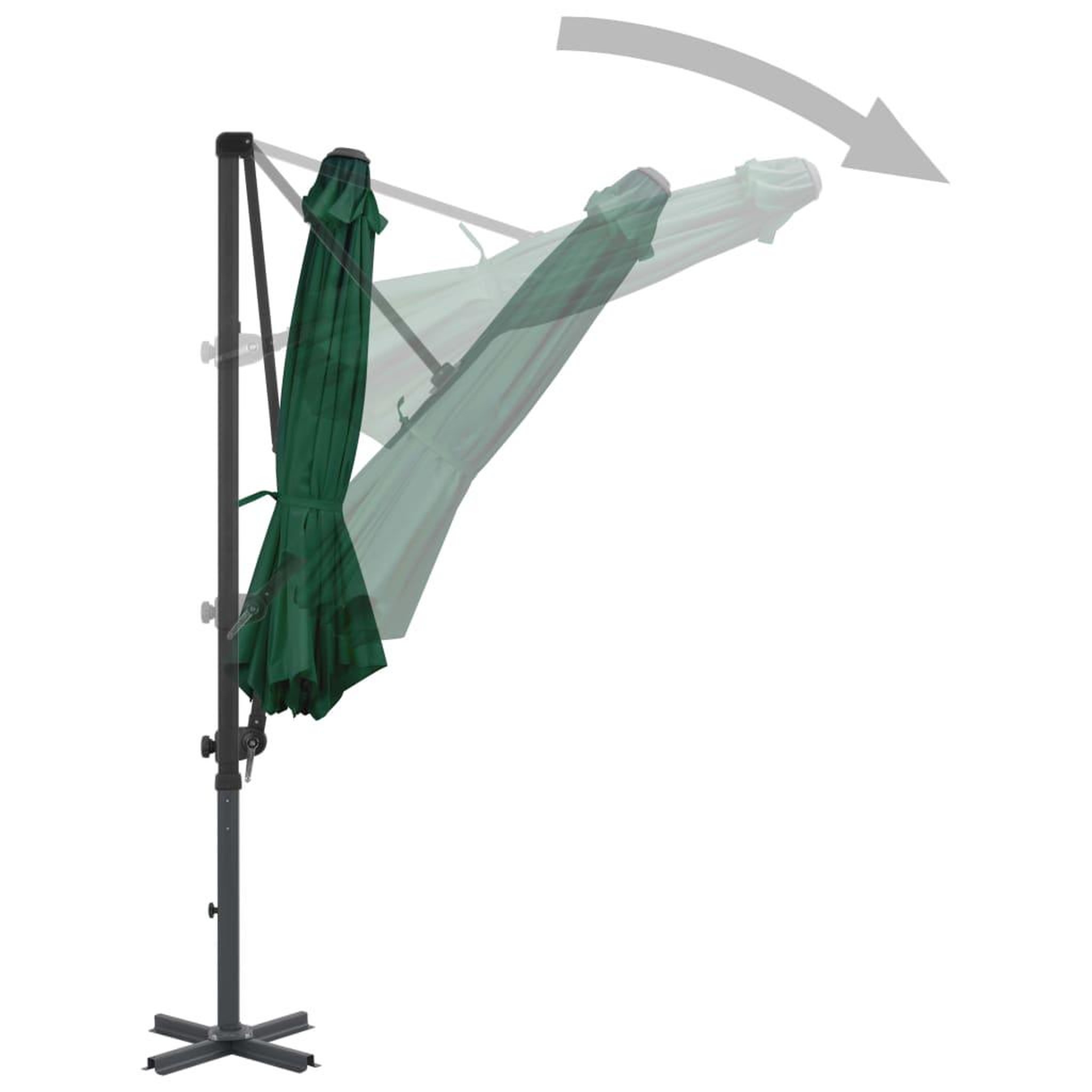 Voir la diapositive 4 : VIDAXL Parasol de jardin en porte-a-faux et poteau en aluminium vert