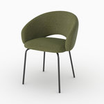 MAISON PAVANE Chaise en tissu vert chiné et pieds noirs-Milly