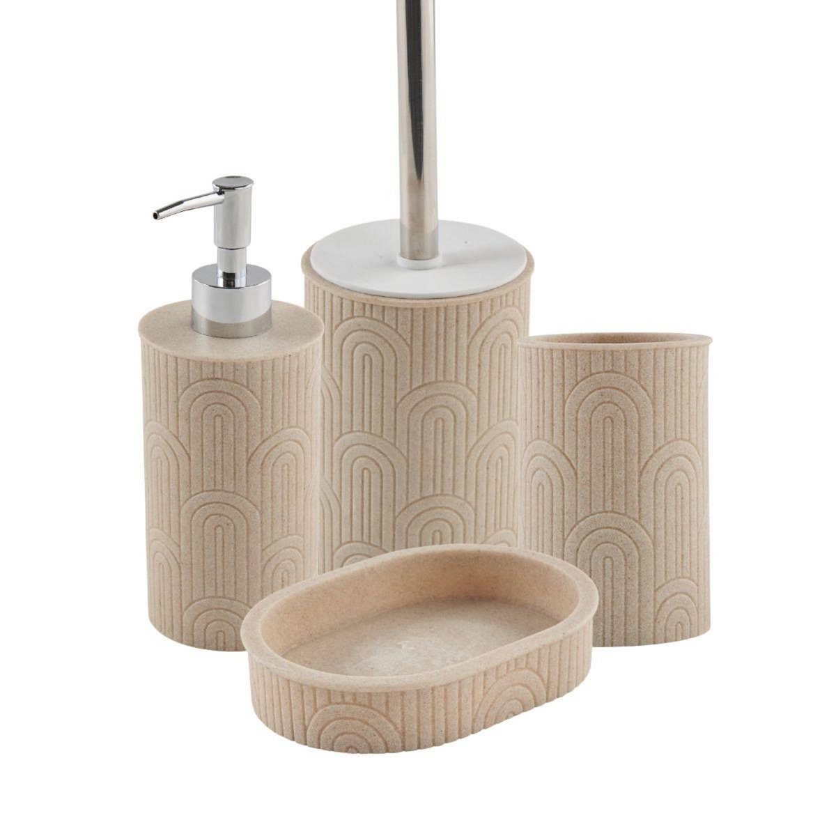 GUY LEVASSEUR Set salle de bain arche 4 pièces polyrésine beige