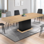 Voir la diapositive 2 : ID MARKET Table à manger extensible rectangle EDEN 6-10 personnes bois et noir 160-200 cm