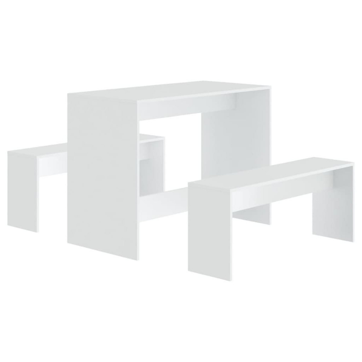 VIDAXL Ensemble a manger 3 pcs Blanc Bois d'ingenierie