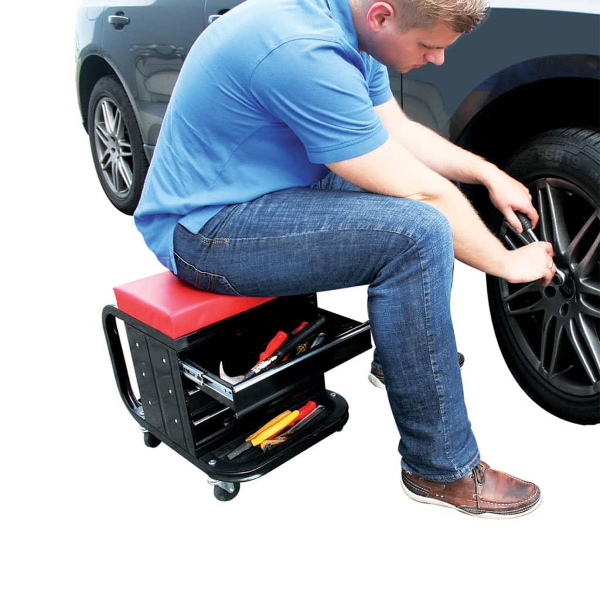 Voir la diapositive 5 : PROPLUS ProPlus Siege a roulettes mobile d'atelier avec rangement 580526