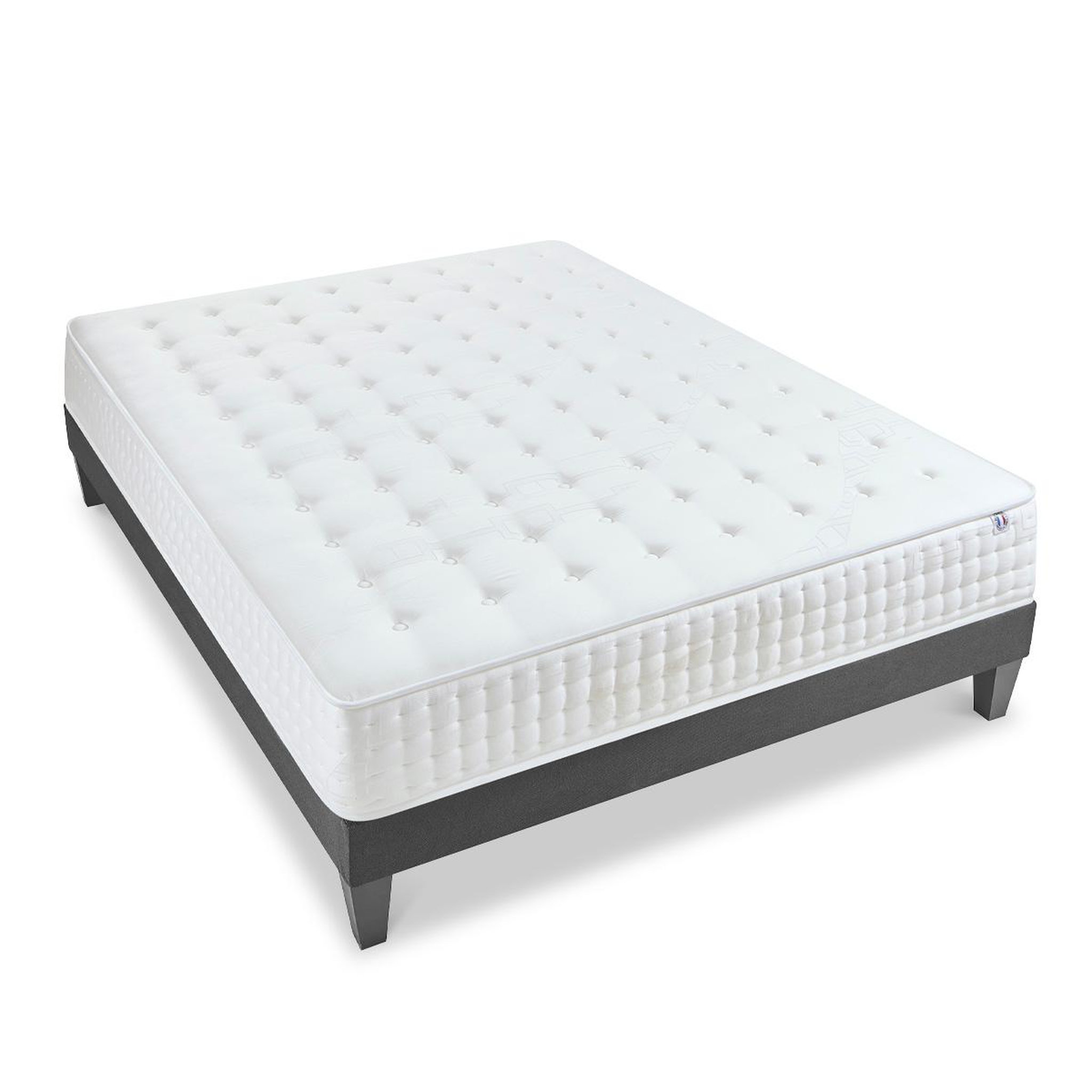 OLYMPE LITERIE OLYMPE LITERIE | Ensemble APOLLON | Matelas Mémoire de forme + Sommier Bois. Coloris disponibles : Blanc