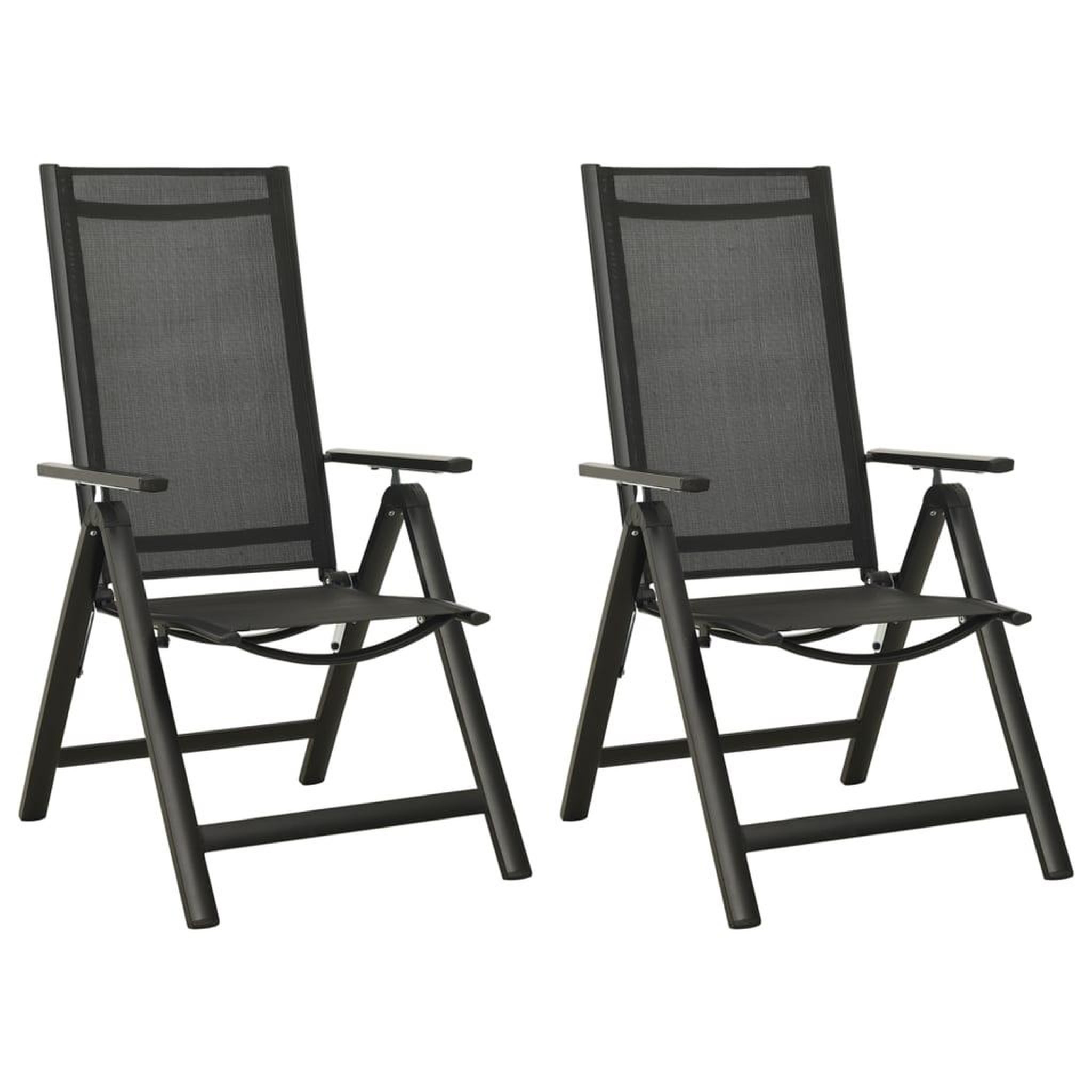 VIDAXL Chaises pliantes 2 pieces en textilene et aluminium noir