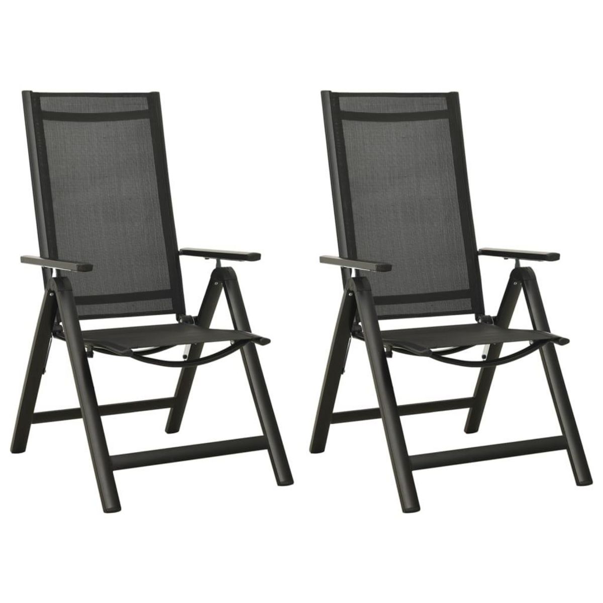 VIDAXL Chaises pliables de jardin lot de 2 Textilene et aluminium Noir