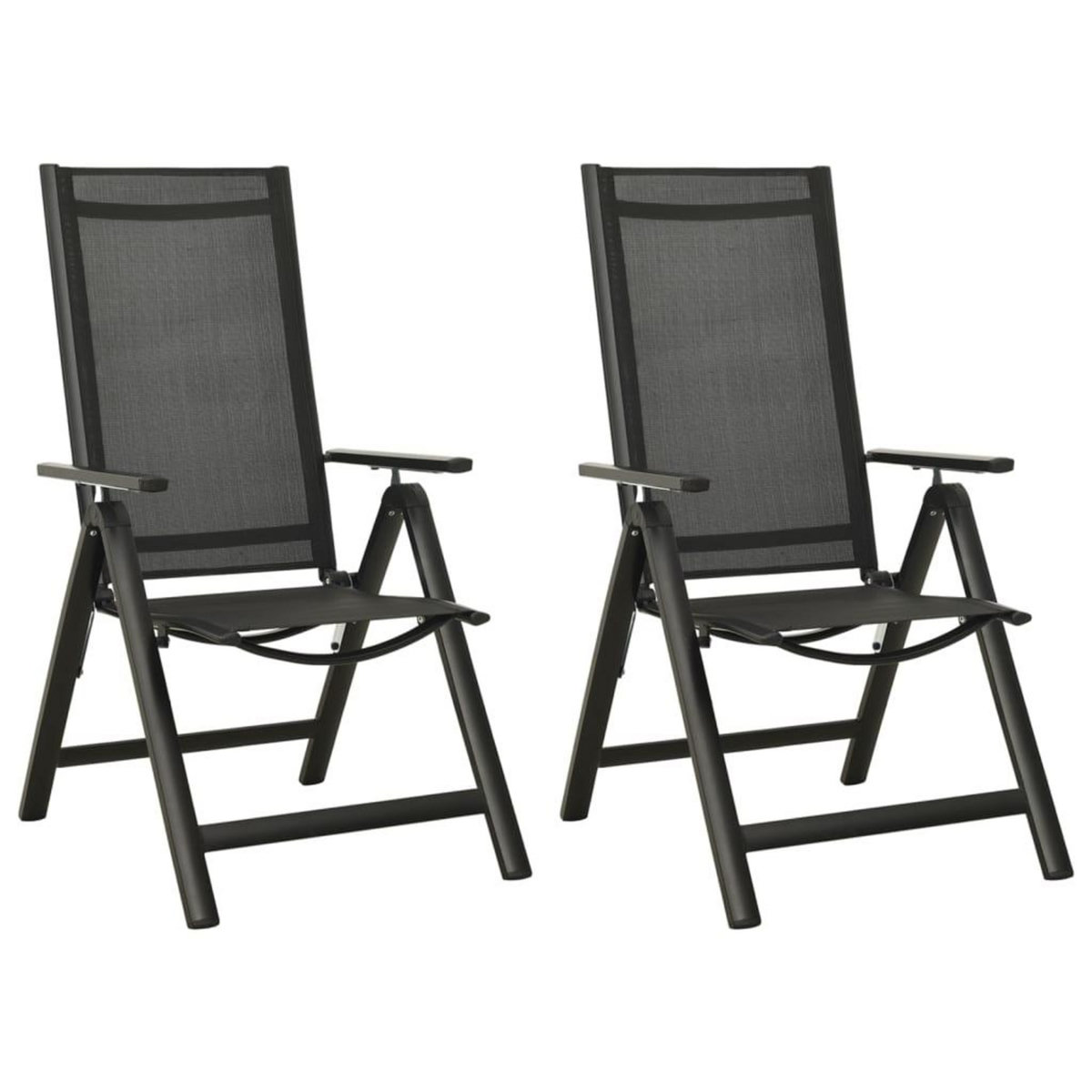 VIDAXL Chaises pliables de jardin lot de 2 Textilene et aluminium Noir