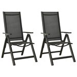 VIDAXL Chaises pliables de jardin lot de 2 Textilene et aluminium Noir