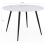 Voir la diapositive 4 : ID MARKET Table à manger ronde AMELIA 4 personnes effet marbre blanc ALASKA pieds métal noir 110 cm