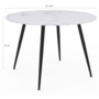 Voir la diapositive 4 : ID MARKET Table à manger ronde AMELIA 4 personnes effet marbre blanc ALASKA pieds métal noir 110 cm