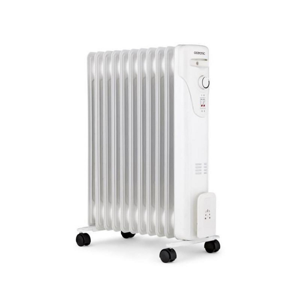 OCEANIC Radiateur électrique bain d'huile 2500W OCEANIC - 3 puissances - 11 éléments - Blanc - Mobile