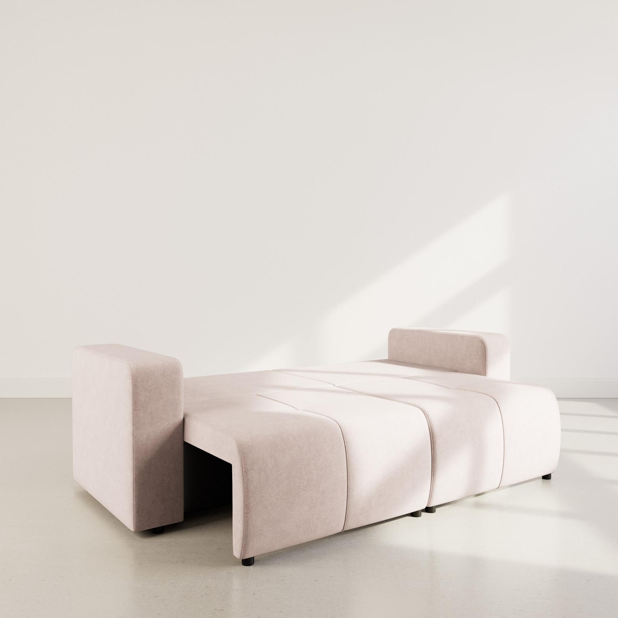 Voir la diapositive 2 : BEST MOBILIER Nicole - canapé droit 4 places convertible avec coffre en tissu