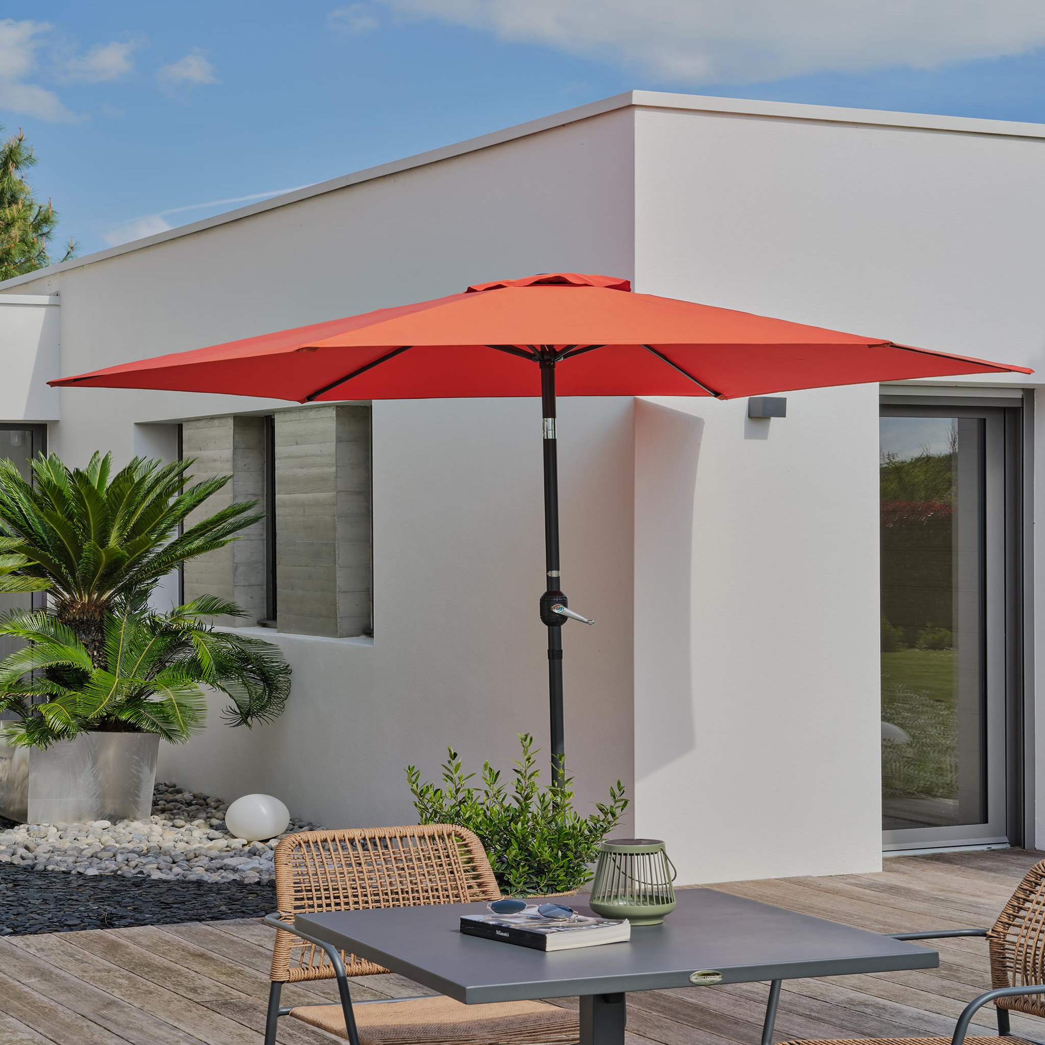 Voir la diapositive 2 : DCB GARDEN Parasol à manivelle en aluminium  et toile
