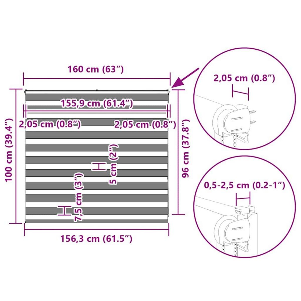 VIDAXL Store zebre beige marbre largeur du tissu 155,9 cm polyester