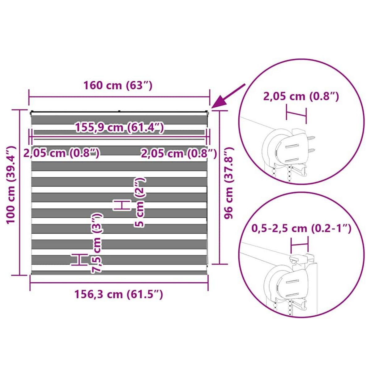 VIDAXL Store zebre beige marbre largeur du tissu 155,9 cm polyester