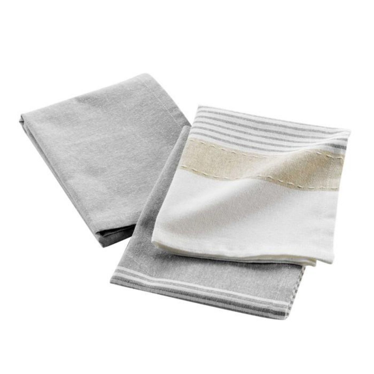 Paris Prix Lot de 2 Torchons de Cuisine  Iliade  50x70cm Gris