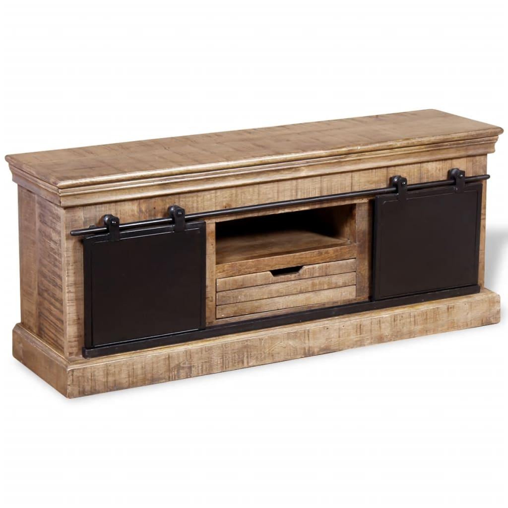 Voir la diapositive 3 : VIDAXL Meuble TV avec 2 portes coulissantes Bois de manguier massif