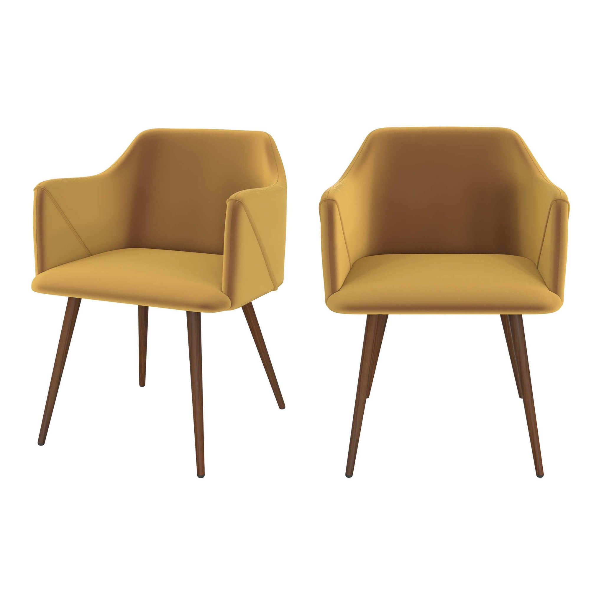 MAISON PAVANE Lot de 2 chaises avec accoudoirs en velours jaune moutarde-daisy