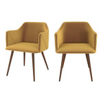 MAISON PAVANE Lot de 2 chaises avec accoudoirs en velours jaune moutarde-Daisy