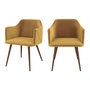 Voir la diapositive 1 : MAISON PAVANE Lot de 2 chaises avec accoudoirs en velours jaune moutarde-Daisy