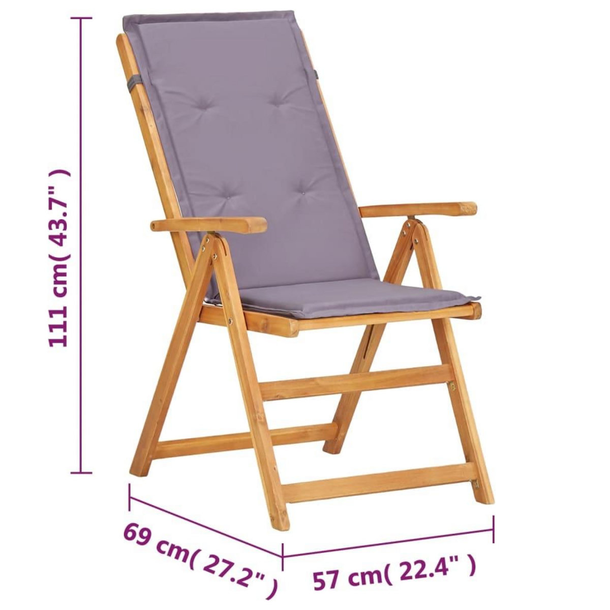 VIDAXL Chaises inclinables de jardin lot de 2 Bois solide d'acacia