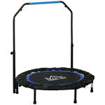 HOMCOM Trampoline de fitness gym pliable - poignée réglable, 28 ressorts - Ø 102 cm - noir bleu