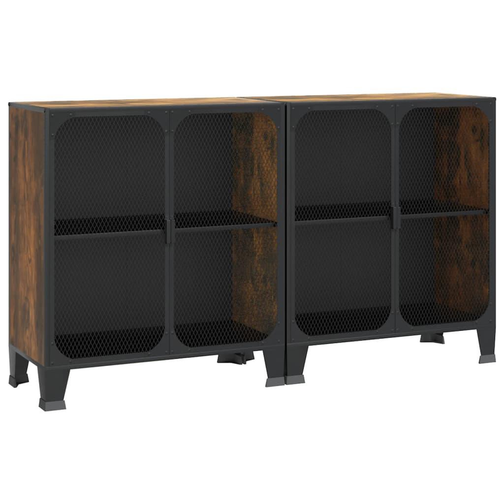 Voir la diapositive 2 : VIDAXL Armoires de rangement 2 pcs Marron 72x36x82 cm Metal et MDF
