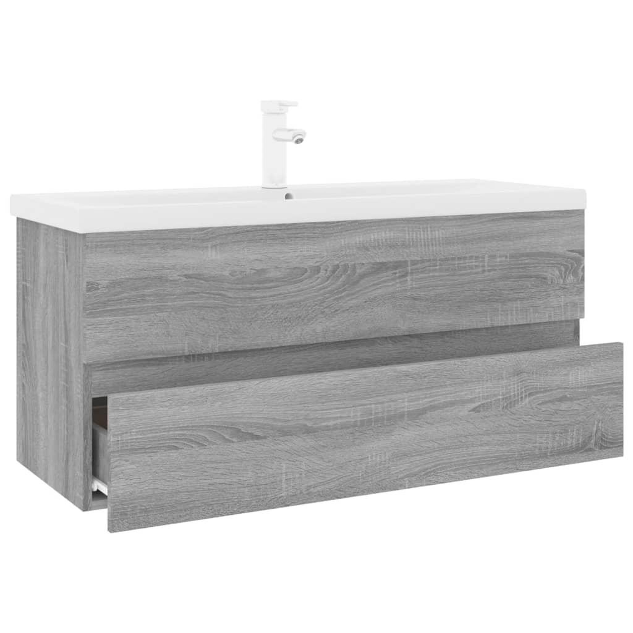 Voir la diapositive 3 : VIDAXL Meuble lavabo avec bassin integre Sonoma gris Bois d'ingenierie
