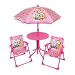 Fun House FUN HOUSE PAT'PATROUILLE Salon de jardin - 1 table 46xø46 cm, 2 chaises H.53xl.38,5xP.37,5cm et 1 parasol