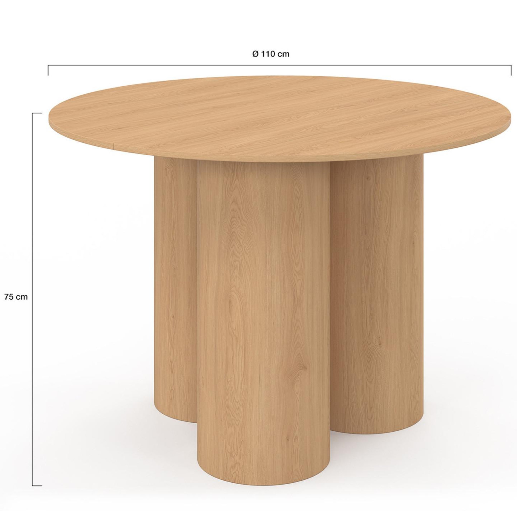 Voir la diapositive 4 : ID MARKET Table à manger ronde eloise pied central cylindrique 6 personnes hêtre 110 cm