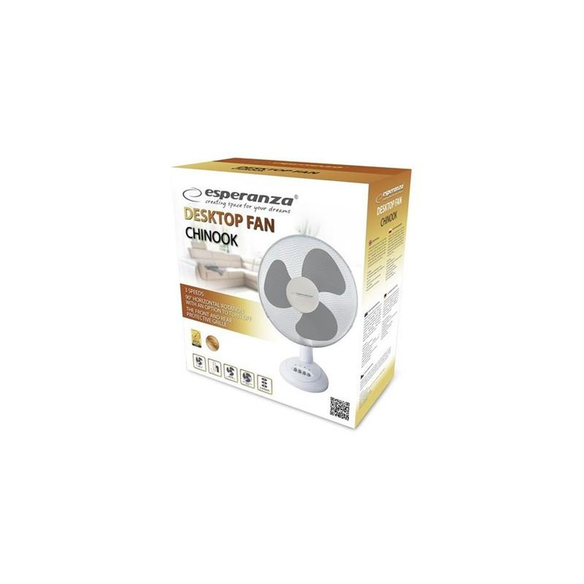 Voir la diapositive 4 : ESPERANZA Ventilateur de bureau Esperanza compact blanc et gris