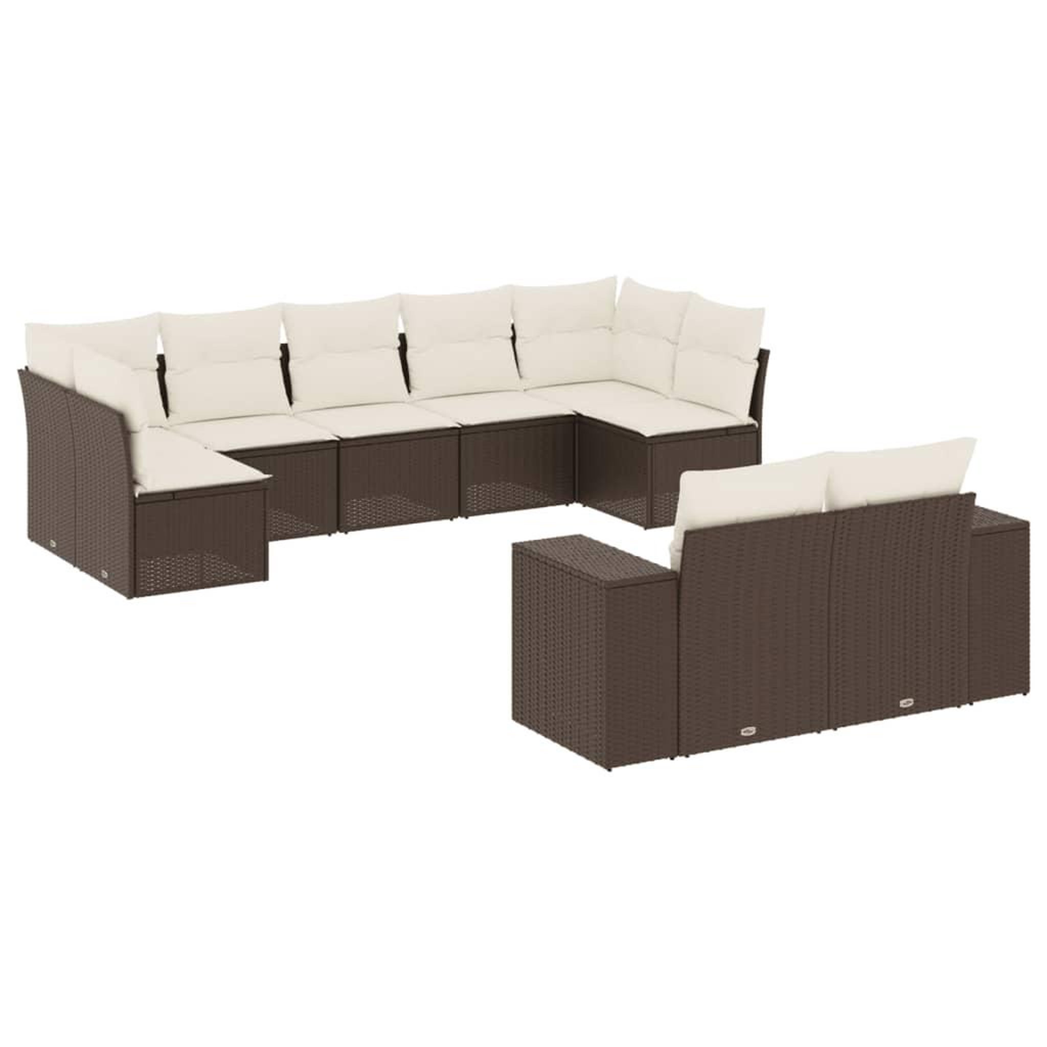 Voir la diapositive 2 : VIDAXL Salon de jardin avec coussins 9 pcs marron resine tressee
