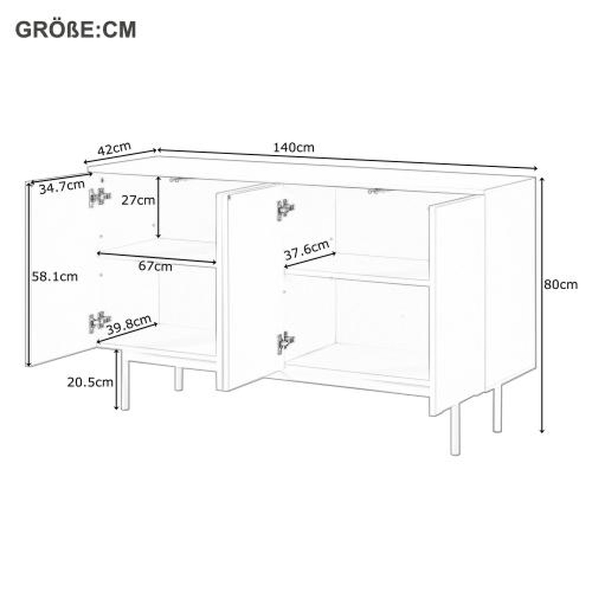 Voir la diapositive 3 : MERAX Buffet 4 porte(s) 0 tiroir(s) - 140 cm blanc mdf