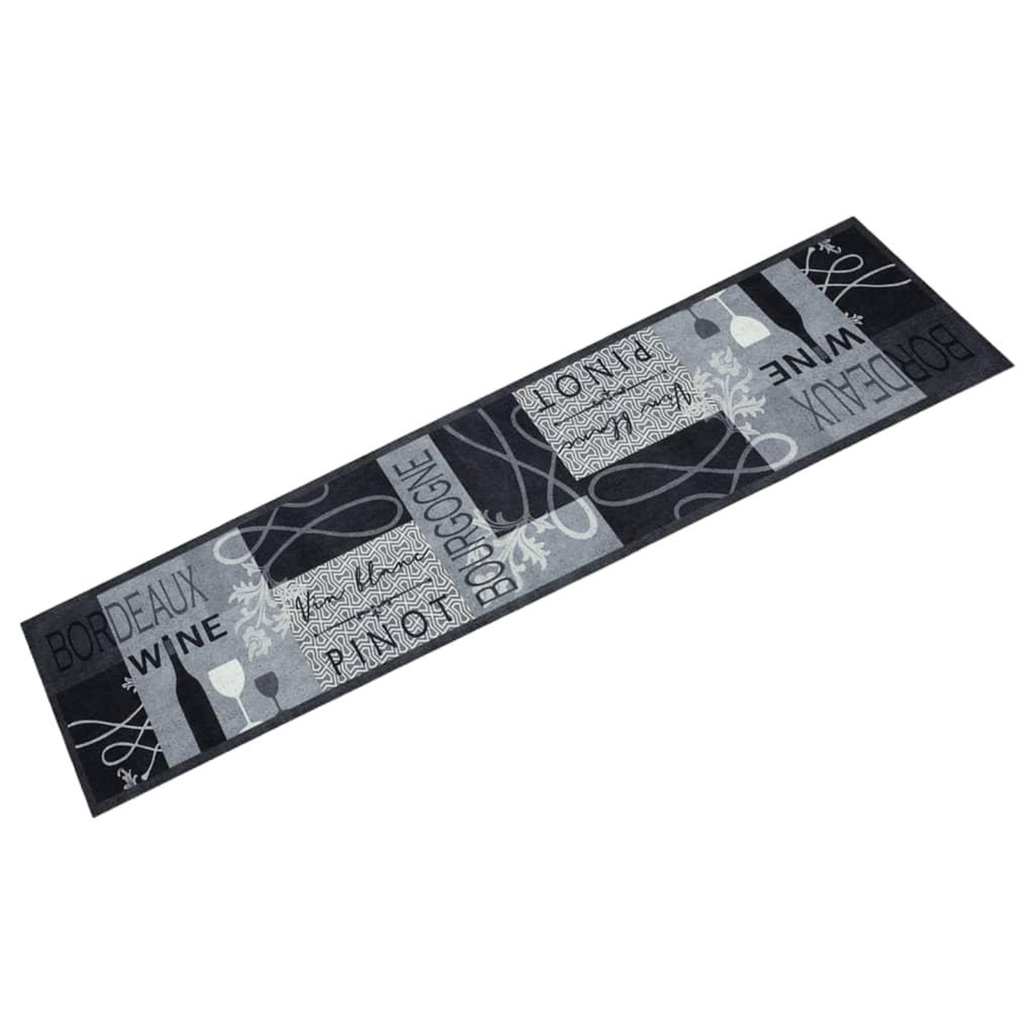 VIDAXL Tapis de cuisine lavable imprime Wine gris 60x300 cm velours