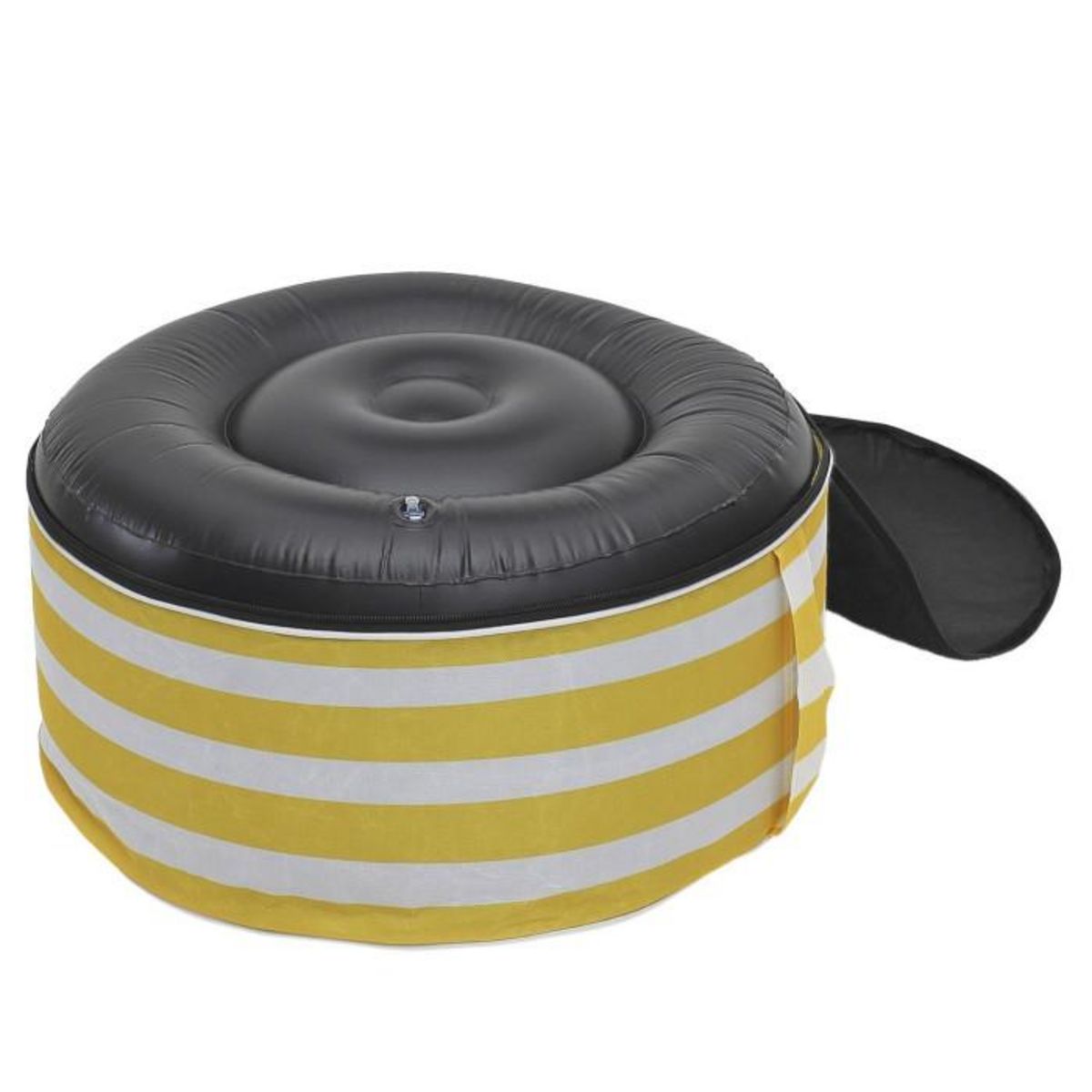 Paris Prix Pouf Gonflable Rayé  Bain de Soleil  56cm Jaune