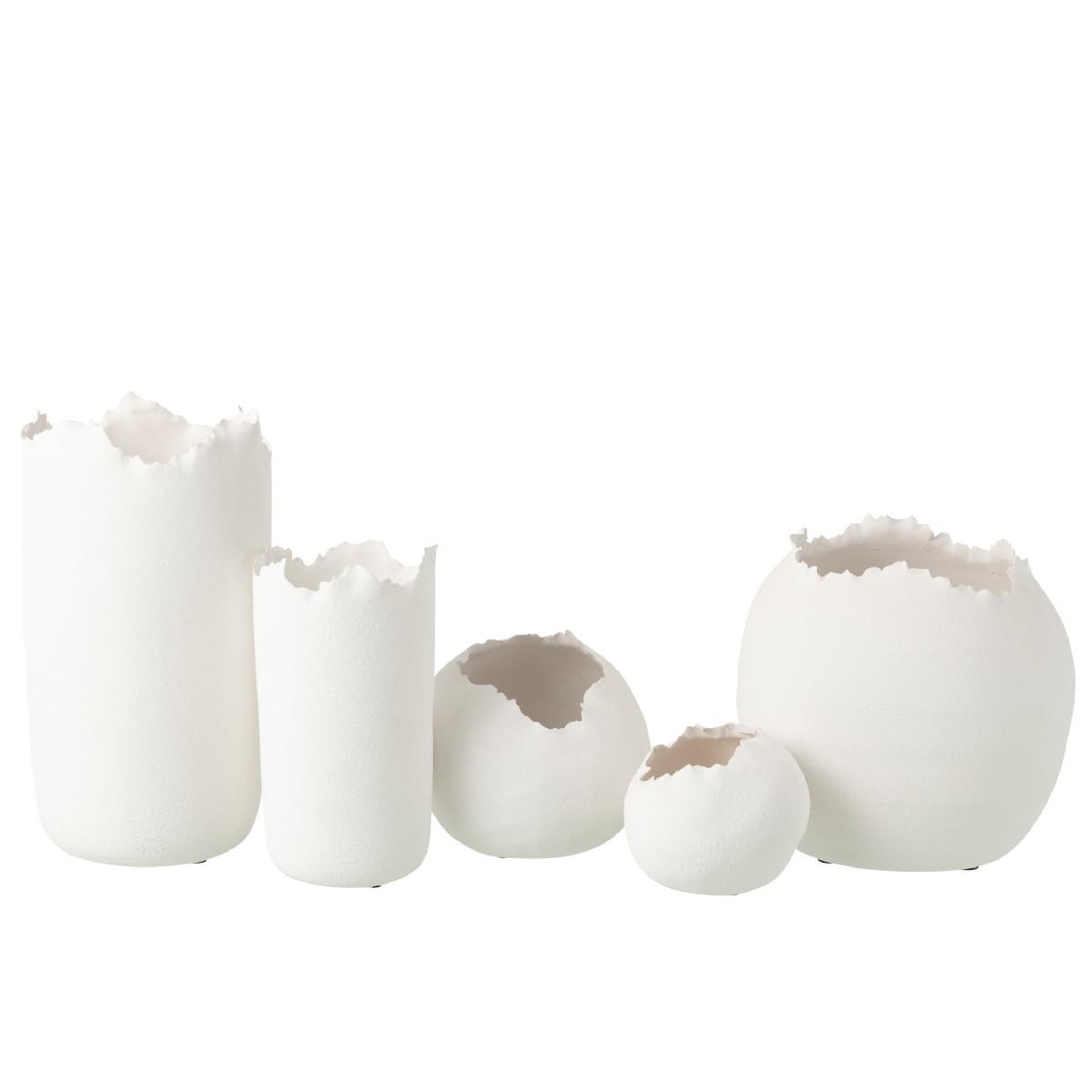 Voir la diapositive 3 : J-LINE Cache-pot irrégulier en argile  justin  29cm blanc