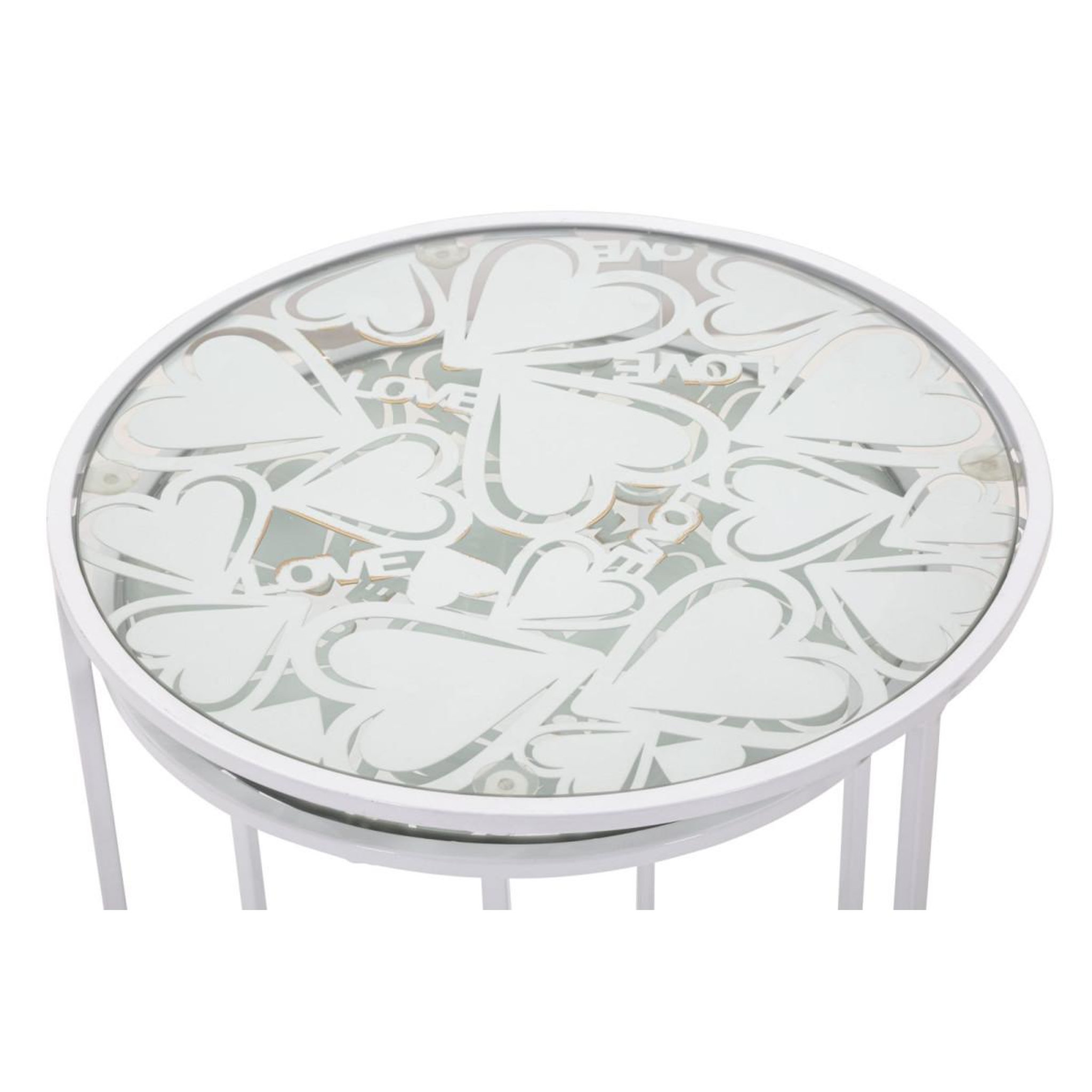 Voir la diapositive 5 : Paris Prix Lot de 2 tables d'appoint gigognes  cœur  60cm blanc