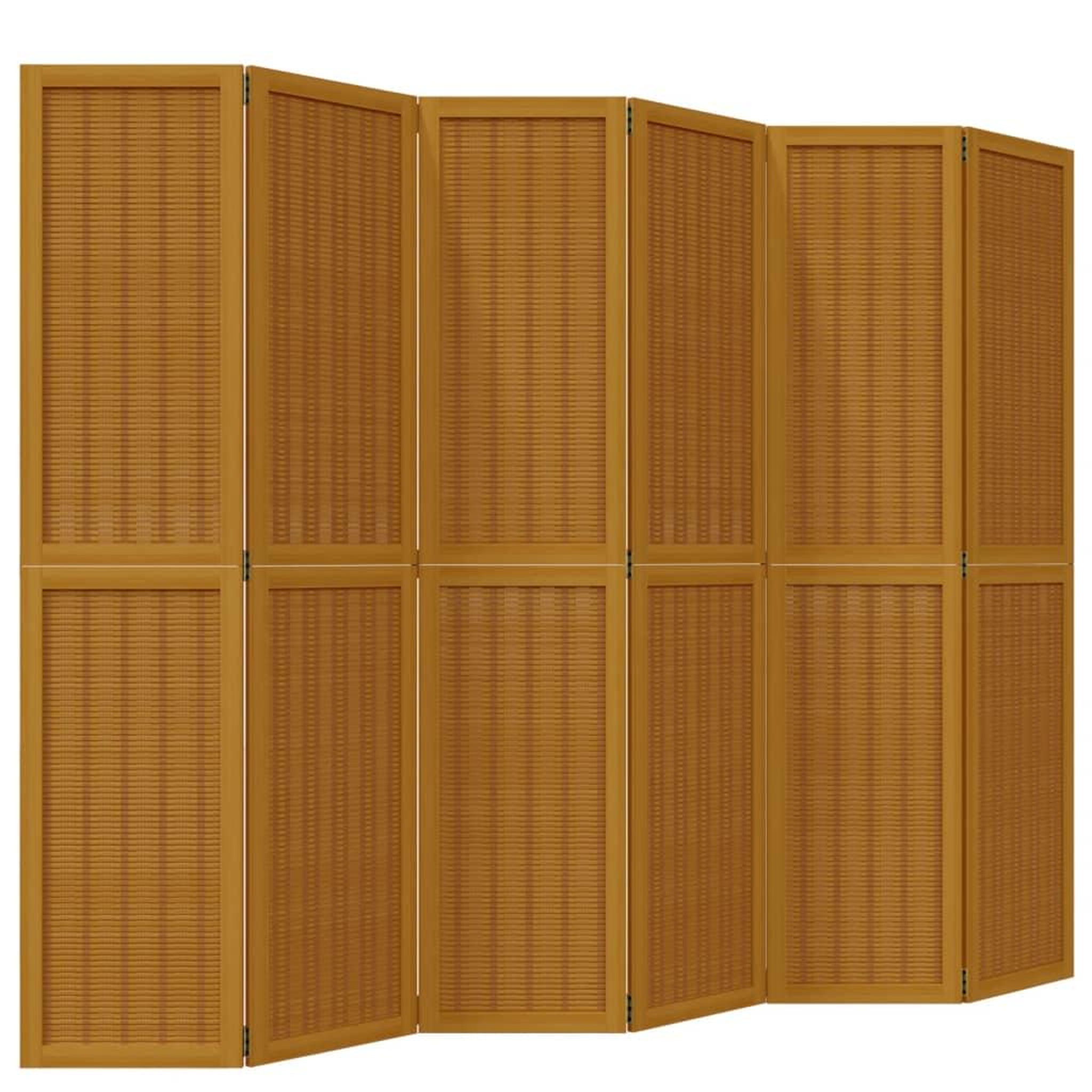 Voir la diapositive 2 : VIDAXL Cloison de separation 6 panneaux marron bois paulownia massif