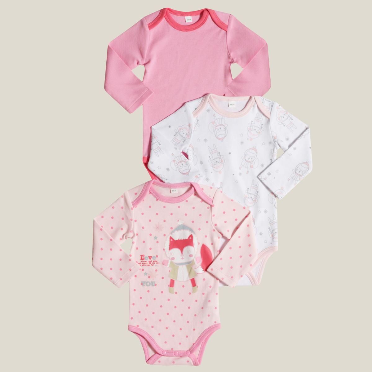 IN EXTENSO Lot de 3 bodies manches longues bébé