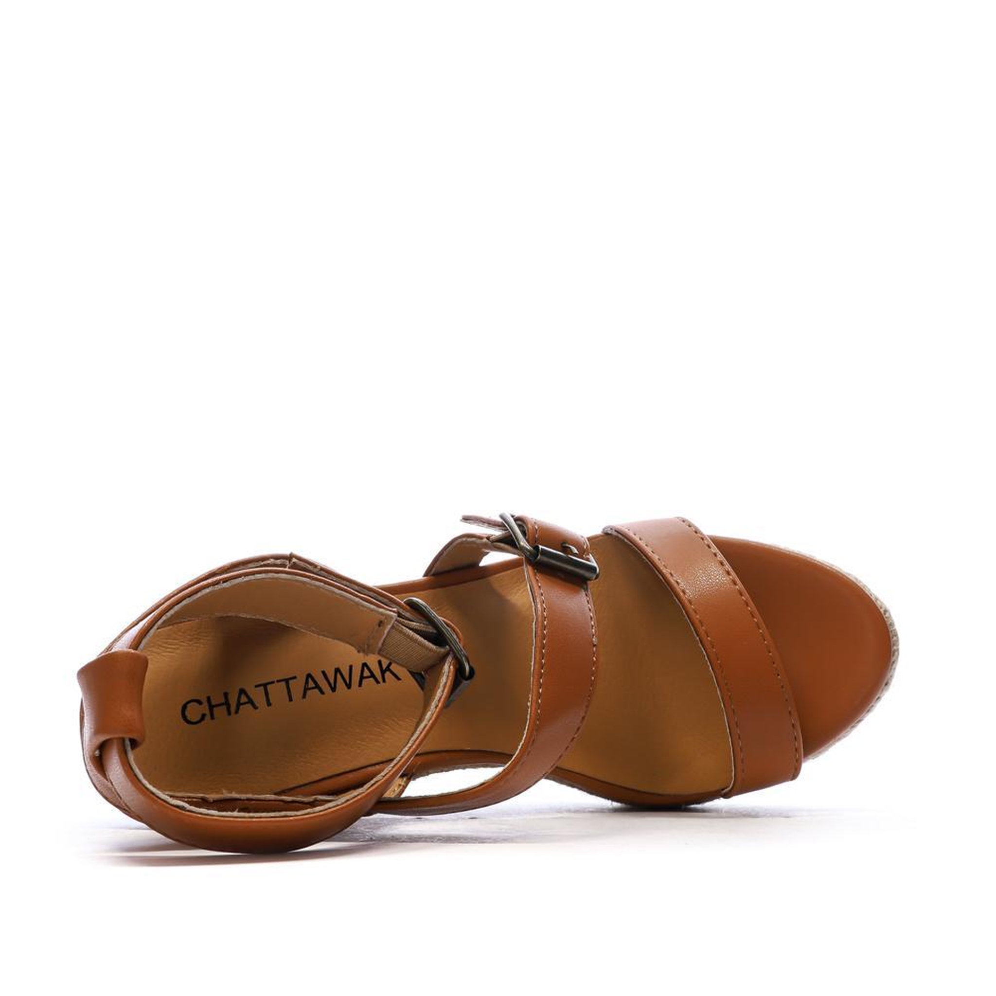 Voir la diapositive 4 : CHATTAWAK Sandales Compensée Camel Femme Chattawak Summer Camel