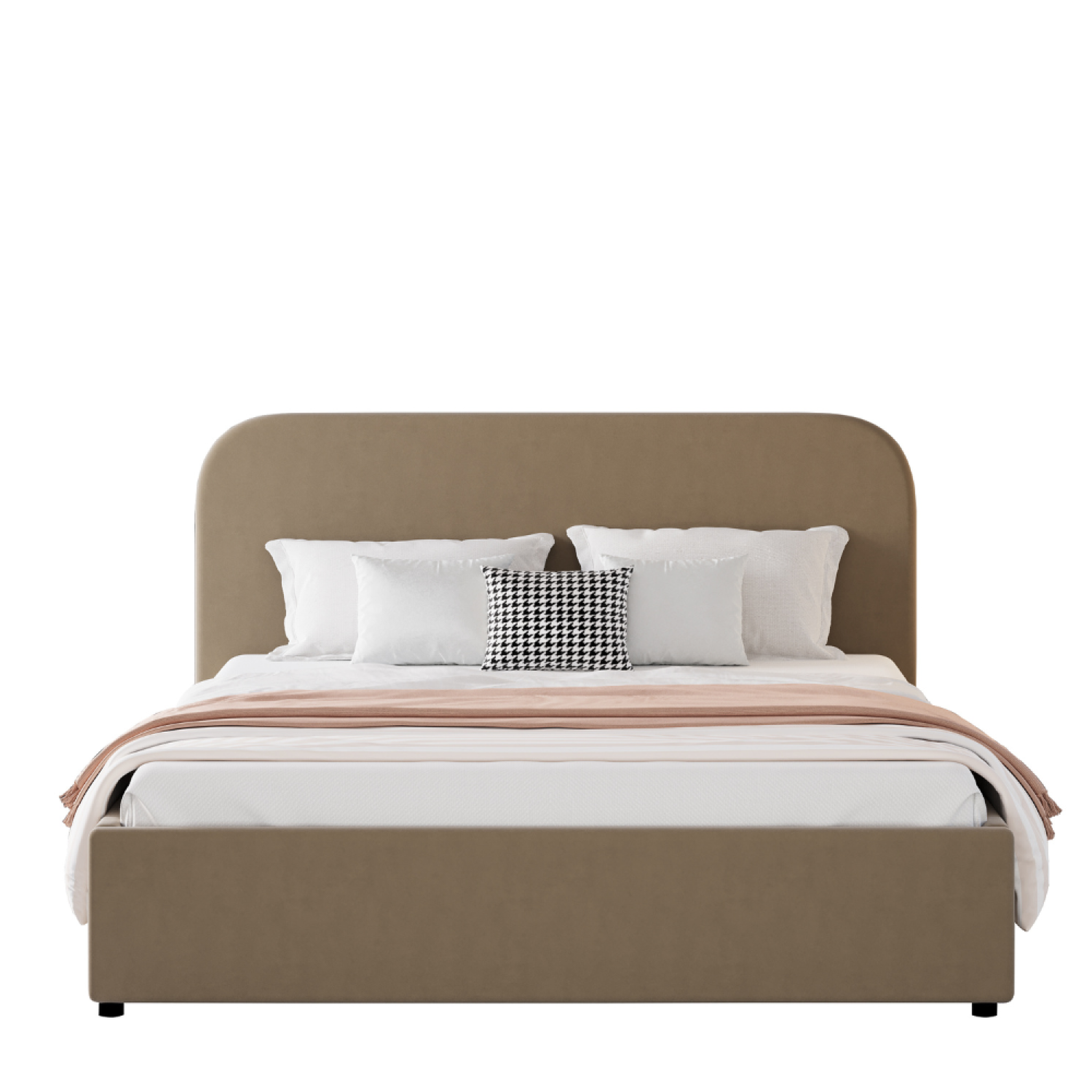 Voir la diapositive 6 : CONCEPT USINE Lit avec coffre de rangement 140x190cm velours taupe houston
