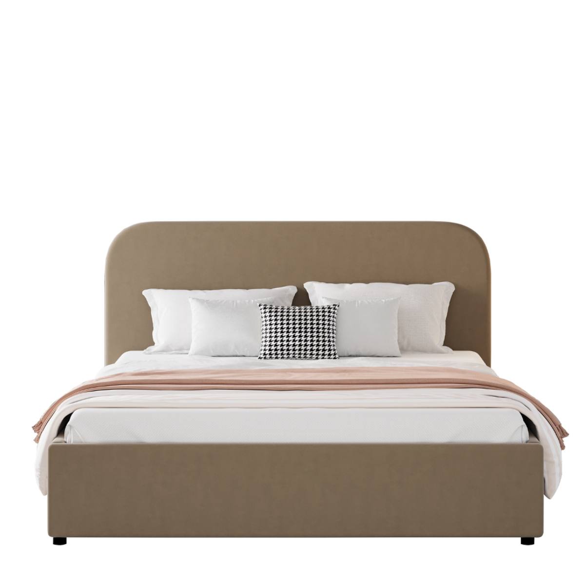 CONCEPT USINE Lit avec coffre de rangement 140x190cm velours taupe HOUSTON