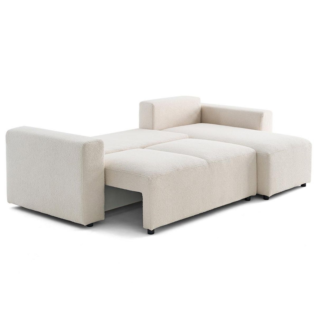 LISA DESIGN Livy - canapé d'angle réversible 4 places convertible avec coffre en tissu bouclette