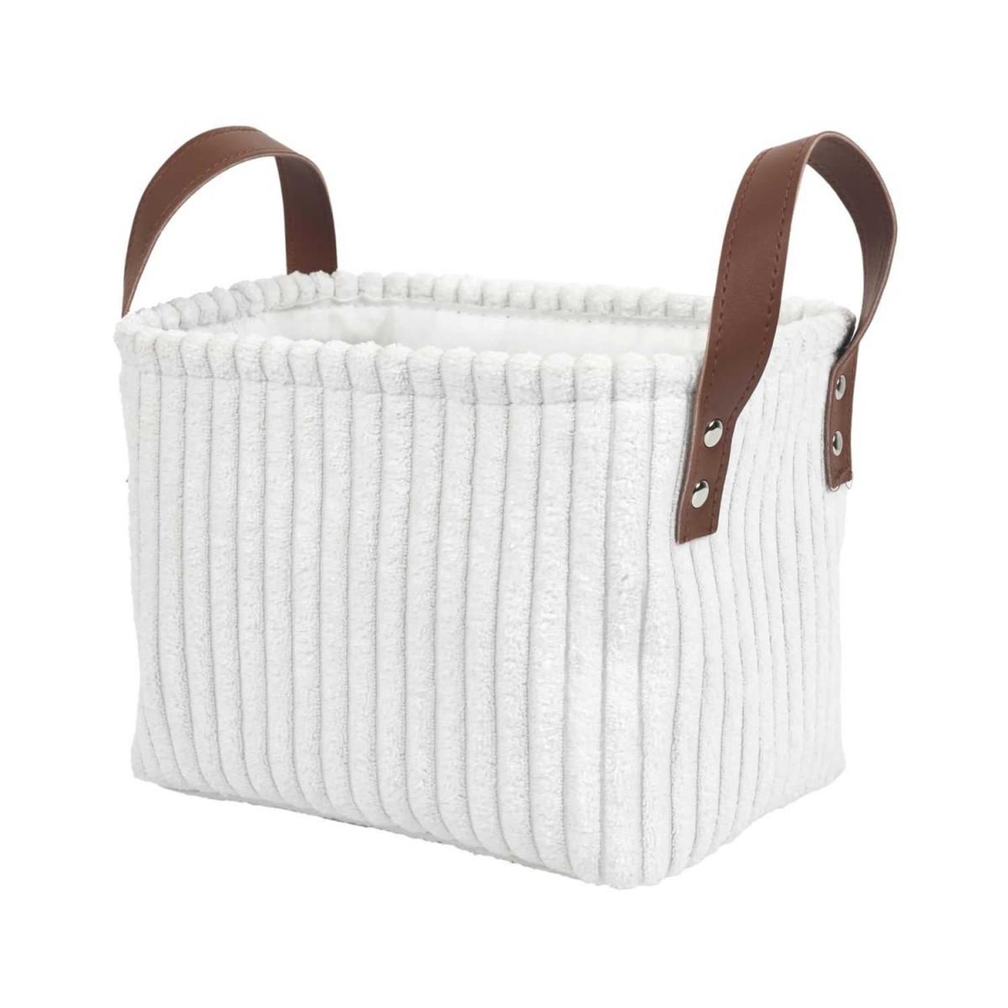 Voir la diapositive 4 : The Home Deco Factory Lot de 3 paniers de rangement  velours côtelé  36cm blanc