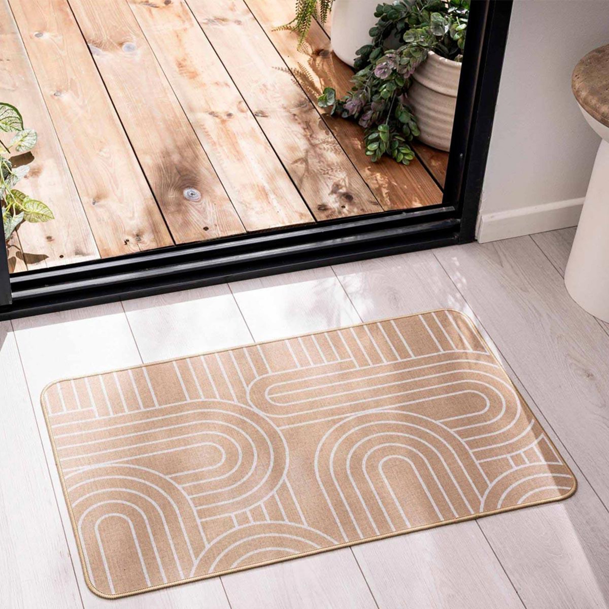 Voir la diapositive 4 : Douceur d'Intérieur Tapis déco imprimé  modul  45x75cm naturel & blanc