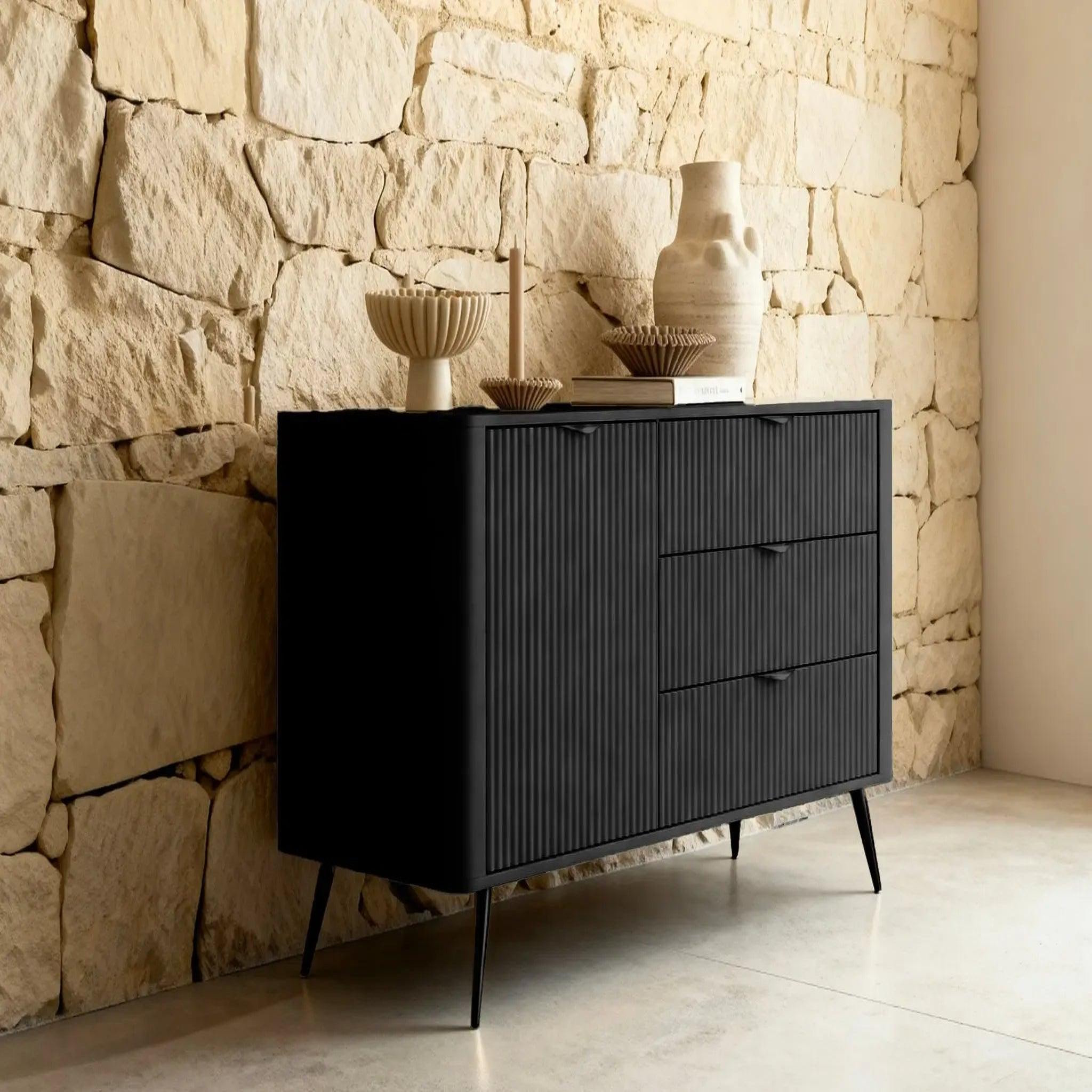Voir la diapositive 3 : CASANOVA PARIS Joudy mini - mini buffet 138cmeffet rainuré