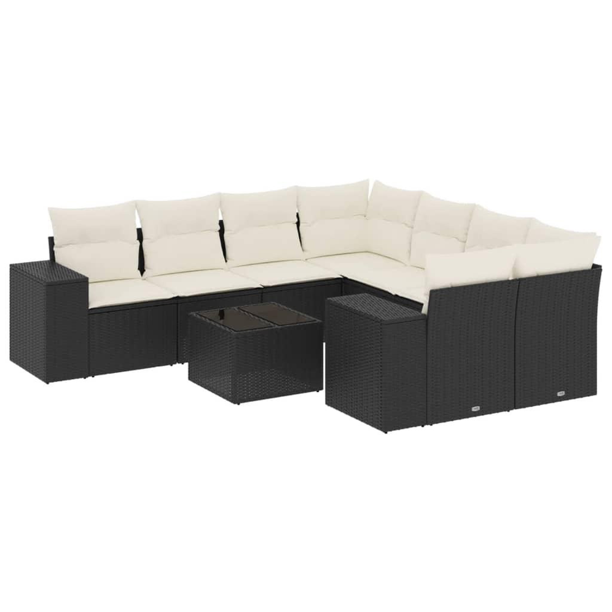 Voir la diapositive 2 : VIDAXL Salon de jardin 9 pcs avec coussins noir resine tressee