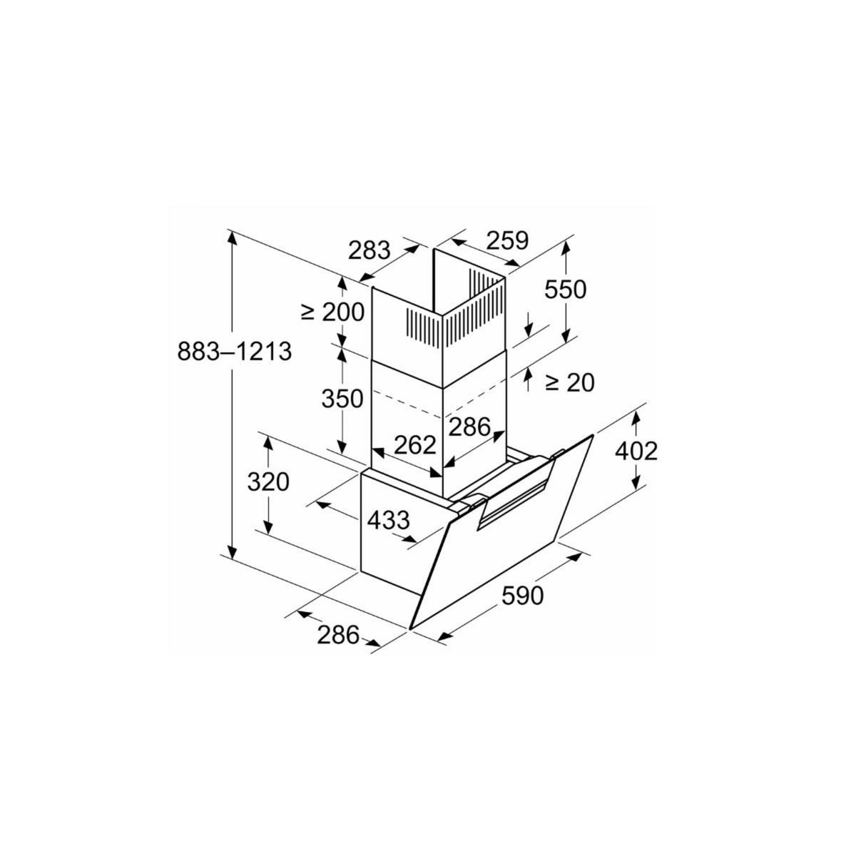 Siemens Hotte décorative inclinée 60cm 768m3/h noir - LC67KFN60