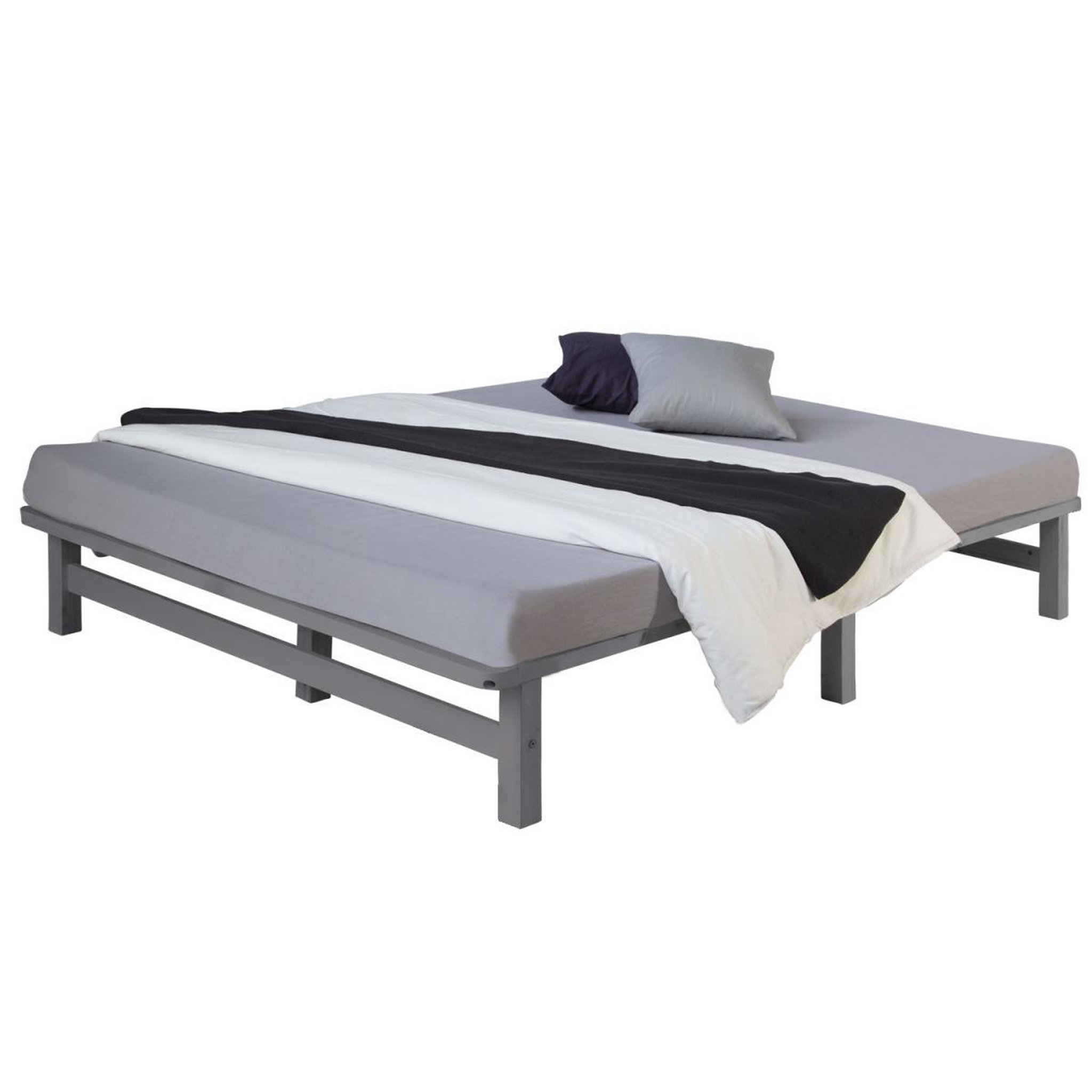 Voir la diapositive 3 : HomeStyle4U Lit palette 140x200 cm gris